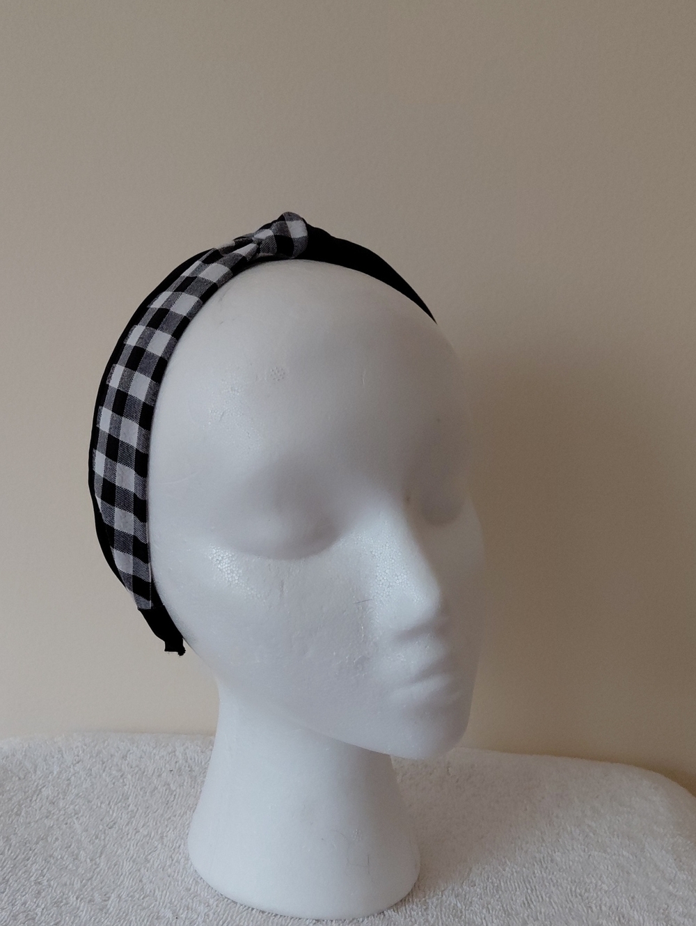 Black & White Gingham Knot Headband - Women Accessories